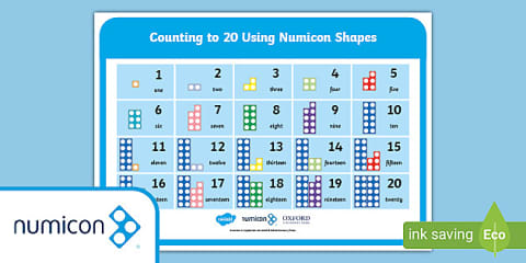 0 - 20 Numicon Shapes Number Line Support Mat